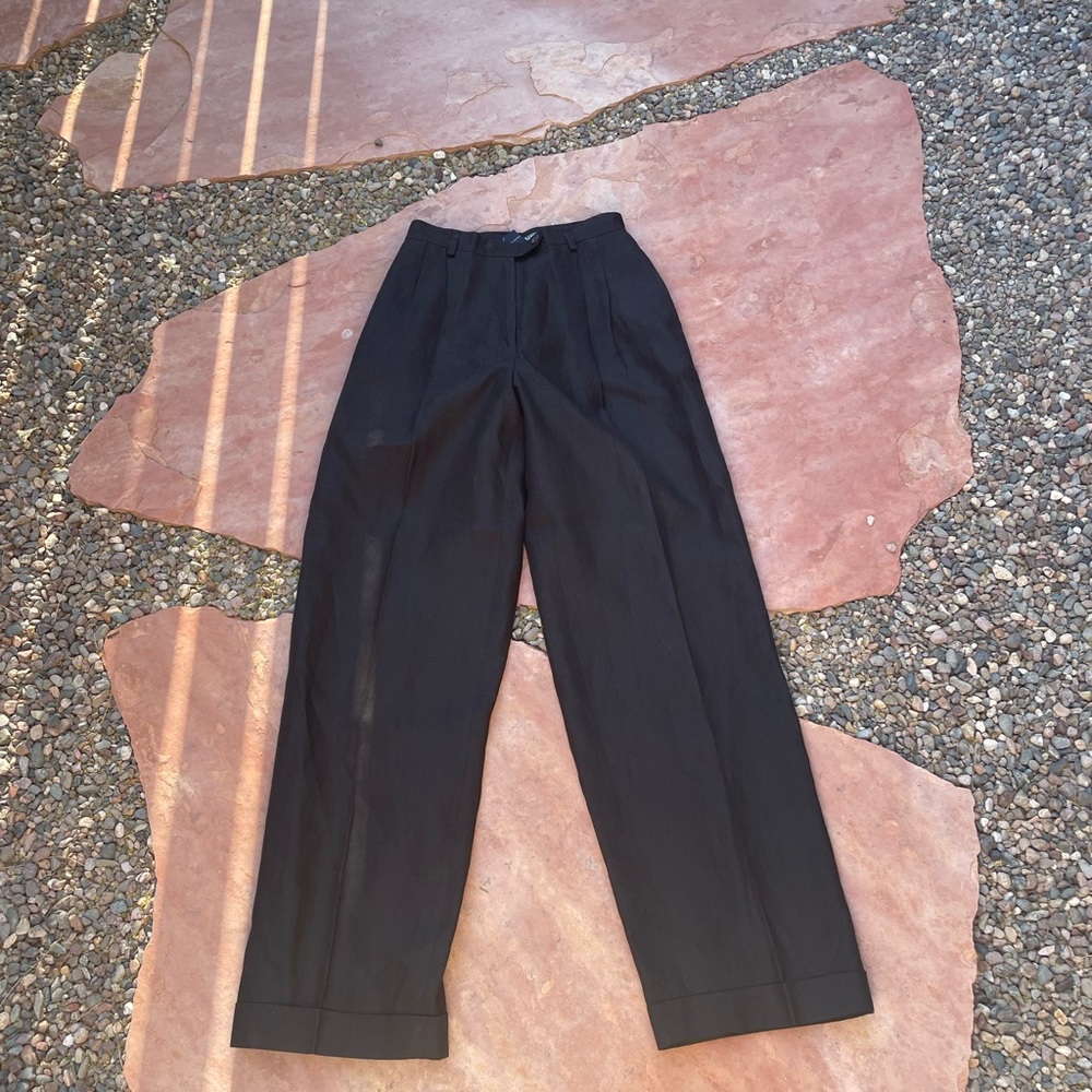 Vintage 90s black pleated linen trousers